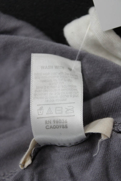 Eberjey Women Gray Long Sleeve Round Neck Basic Top Drawstring Size L