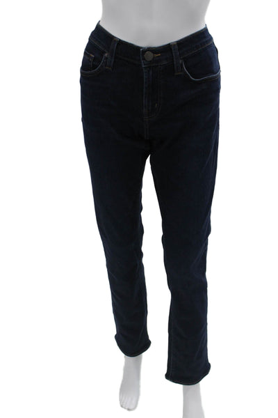 J Brand Women Straight Jeans Dark Blue Mid Rise Button Fly Size 30