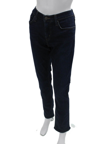 J Brand Women Straight Jeans Dark Blue Mid Rise Button Fly Size 30