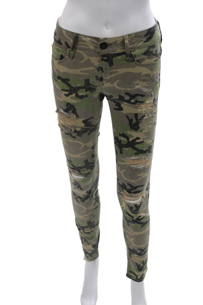 Black Orchid Womens Green Camo Jeggings Button Size 26