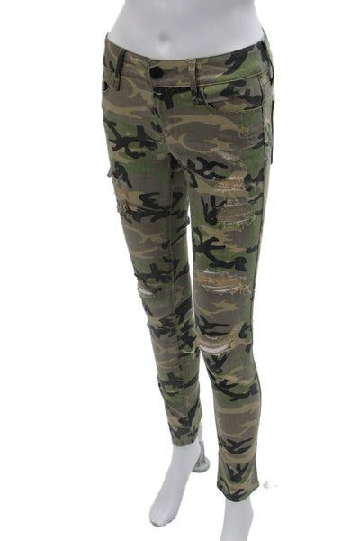 Black Orchid Womens Green Camo Jeggings Button Size 26