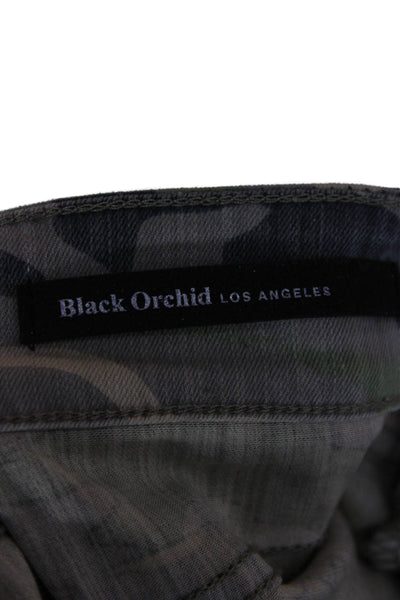 Black Orchid Womens Green Camo Jeggings Button Size 26