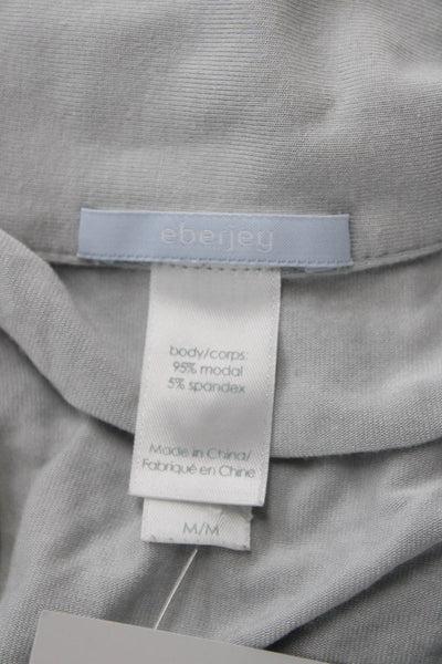 Eberjey Womens Button Front Short Sleeve Collared Pajama Shirt Gray Size Medium