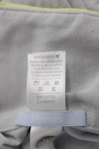 Eberjey Womens Button Front Short Sleeve Collared Pajama Shirt Gray Size Medium