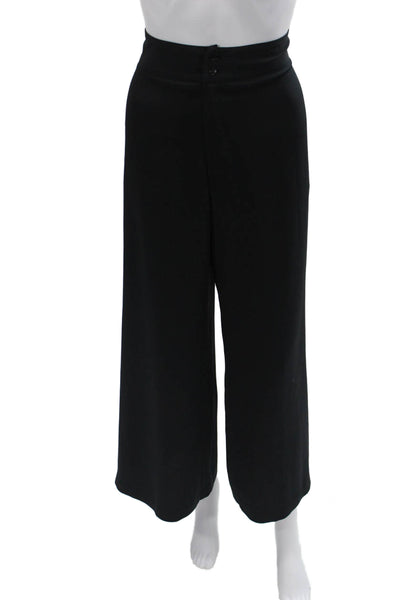 Agnes B Women Cropped Dress Pants Black Polyester Solid Size 40