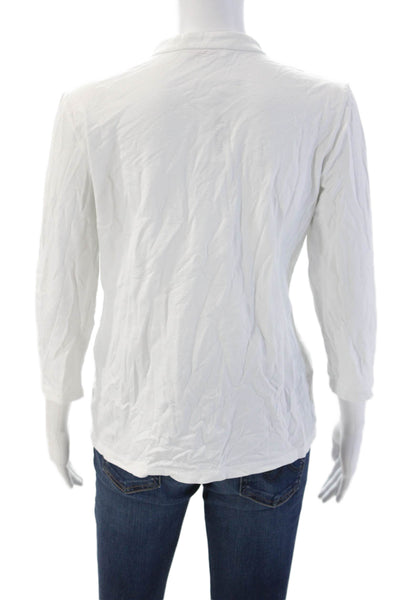 Leggiadro Womens Basic V-Neck 3/4 Sleeve White Blouse Size 4