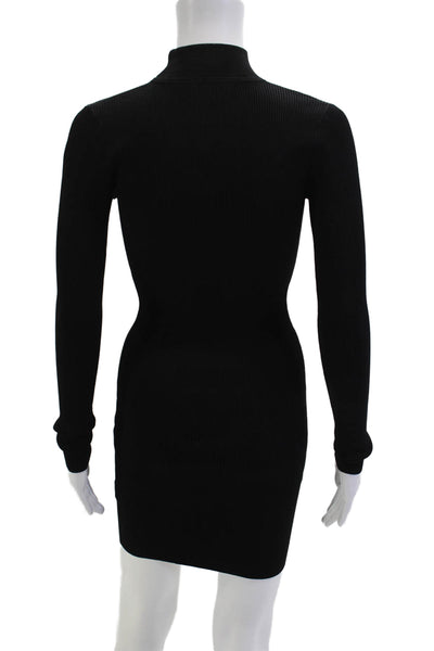 Intermix Womens Bodycon Sweater Dress Black Long Sleeve Square Neck Size PP