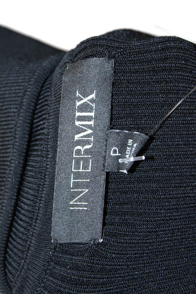 Intermix Womens Bodycon Sweater Dress Black Long Sleeve Square Neck Size PP