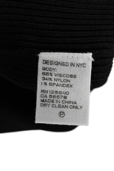 Intermix Womens Bodycon Sweater Dress Black Long Sleeve Square Neck Size PP