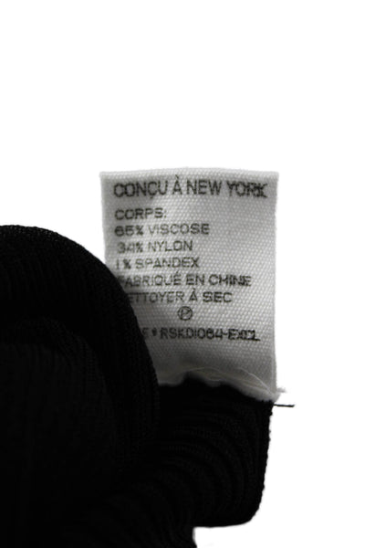 Intermix Womens Bodycon Sweater Dress Black Long Sleeve Square Neck Size PP