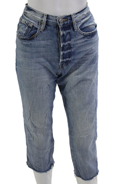 Frame Women Cropped Mom Blue Jeans 100% Cotton Mid Rise Size 23
