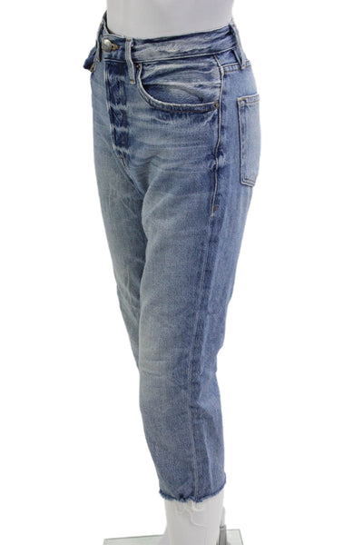 Frame Women Cropped Mom Blue Jeans 100% Cotton Mid Rise Size 23