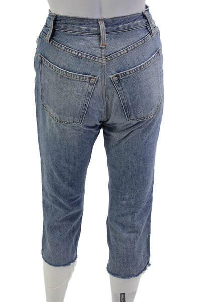 Frame Women Cropped Mom Blue Jeans 100% Cotton Mid Rise Size 23