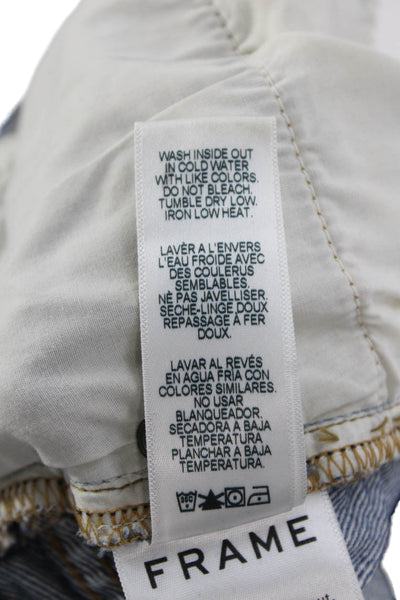 Frame Women Cropped Mom Blue Jeans 100% Cotton Mid Rise Size 23