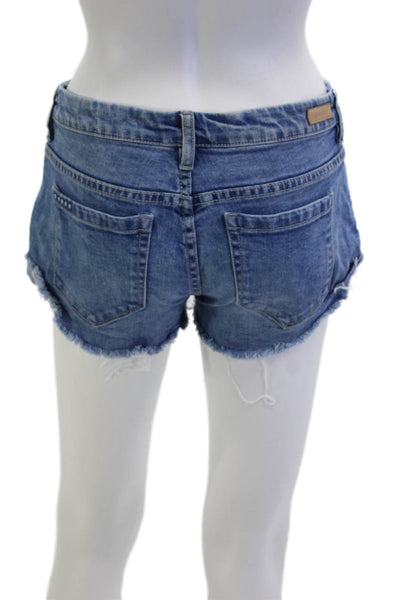 BLANKNYC Unisex Solid Blue 100% Cotton Beach Shorts Size 27