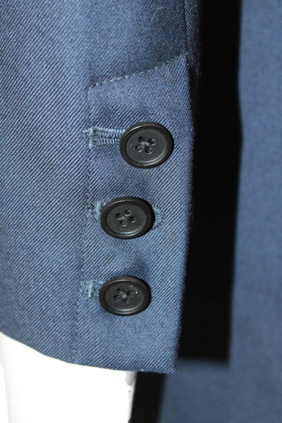Cut 25 Unisex Dark Blue Collared Button 3/4 Sleeve Blazer Polyester Wool Size 0