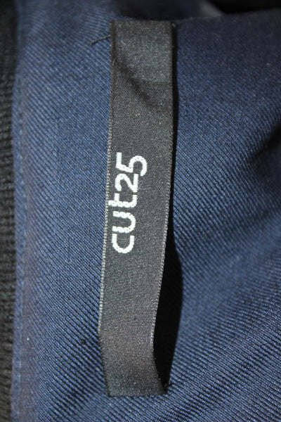 Cut 25 Unisex Dark Blue Collared Button 3/4 Sleeve Blazer Polyester Wool Size 0