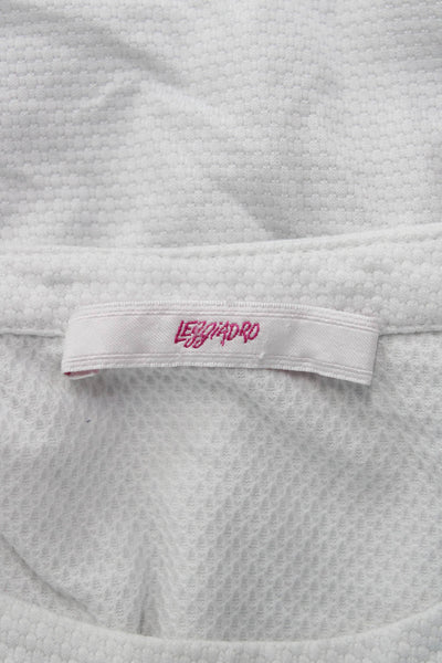 Leggiadro Womens Basic White 3/4 Sleeve Round Neck Blouse Button Size 4