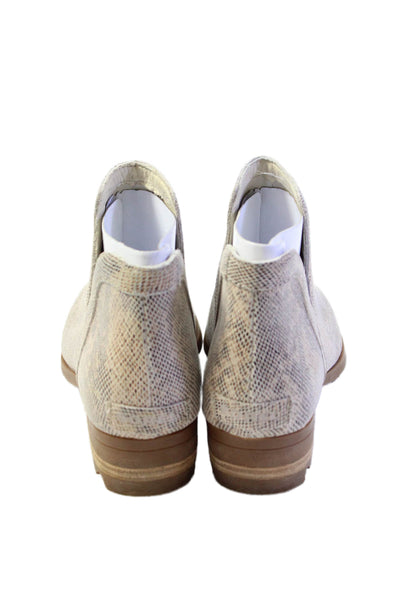 Sorel Womens Snakeskin Print Pull-On Heeled Ankle Boots Beige Size 10