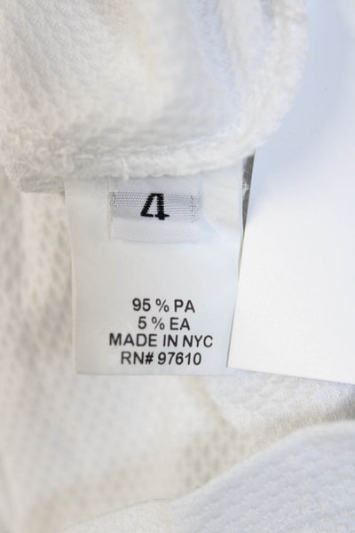 Leggiadro Womens Basic White 3/4 Sleeve Round Neck Blouse Button Size 4
