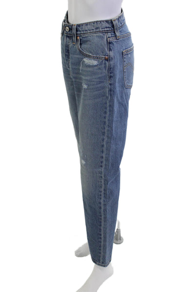 Levis Unisex Mom Jeans High Waist Blue 100% Cotton Solid Size 26