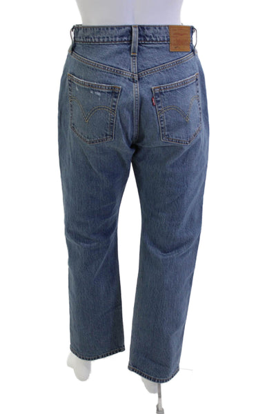 Levis Unisex Mom Jeans High Waist Blue 100% Cotton Solid Size 26
