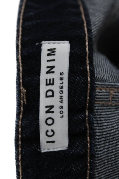 Icon Denim Unisex Cropped Wide Leg Jeans Dark Blue High Waist Size 28