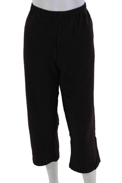 Eileen Fisher Women Cropped Wool Sweatpants Black Size M