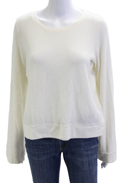 Nation LTD Unisex White Pullover Sweater Round Neck Long Sleeve Size L