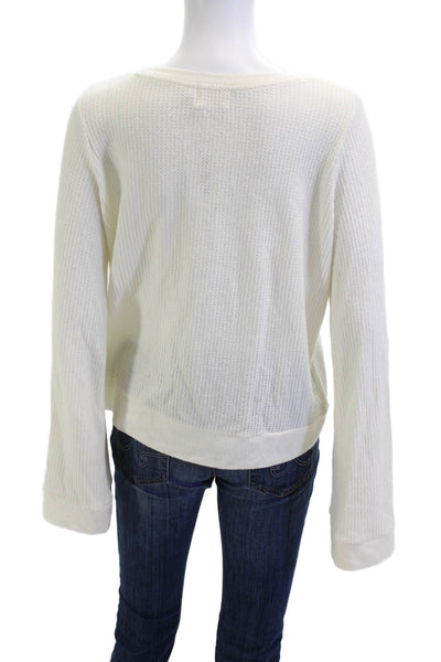 Nation LTD Unisex White Pullover Sweater Round Neck Long Sleeve Size L