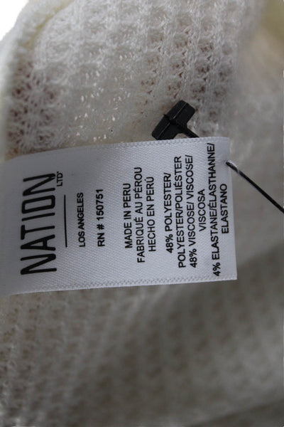 Nation LTD Unisex White Pullover Sweater Round Neck Long Sleeve Size L
