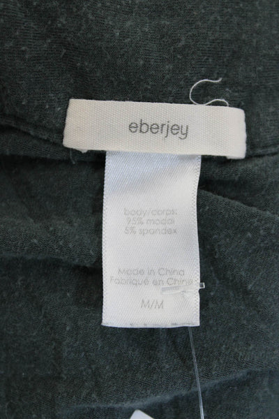 Eberjey Womens Button Front Long Sleeve V Neck Pajama Shirt Green Size Medium
