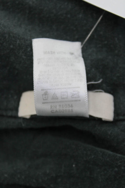 Eberjey Womens Button Front Long Sleeve V Neck Pajama Shirt Green Size Medium