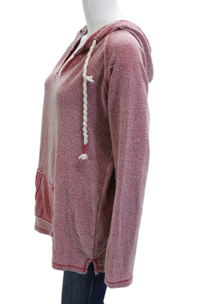Vintage Havana Women Pullover Hoodie Pink V Neck Long Sleeve Drawstring Size L