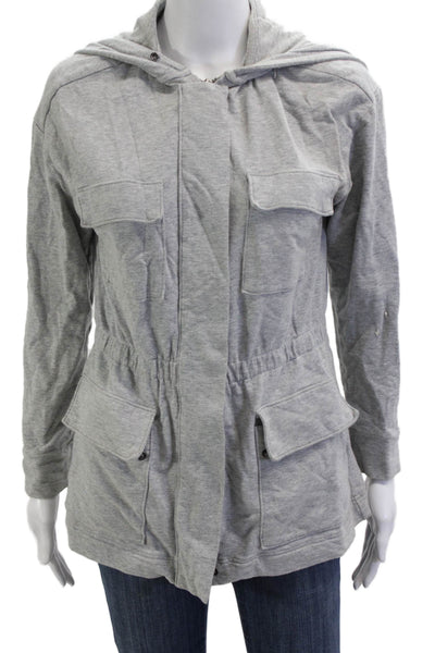 Soft Joie Women Military Jacket Gray Cotton Spandex Long Sleeve Size S