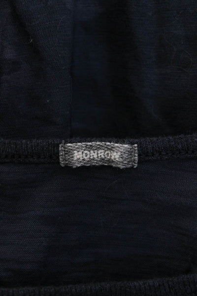 Monrow Womens Basic T Shirt Dark Blue Camo Long Sleeve Size M