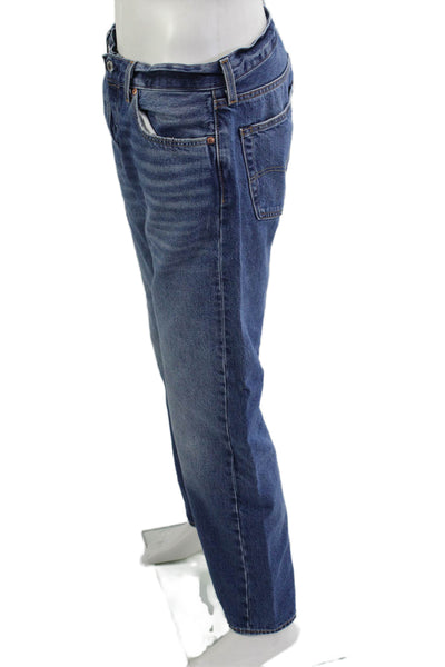 Levis Men Straight Jeans Blue Cotton Button Fly 31 Inseam Size 35