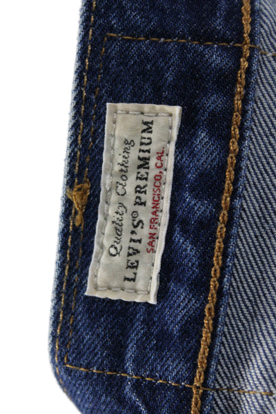 Levis Men Straight Jeans Blue Cotton Button Fly 31 Inseam Size 35