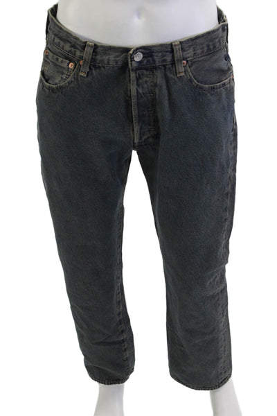 Levis Mens Straight Dark Gray Jeans 100% Cotton Button Fall 90s Size 35