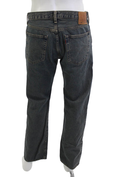 Levis Mens Straight Dark Gray Jeans 100% Cotton Button Fall 90s Size 35
