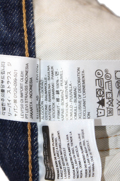 Levis Mens Straight Jeans Dark Blue Button Cotton Inseam 31 Size 35