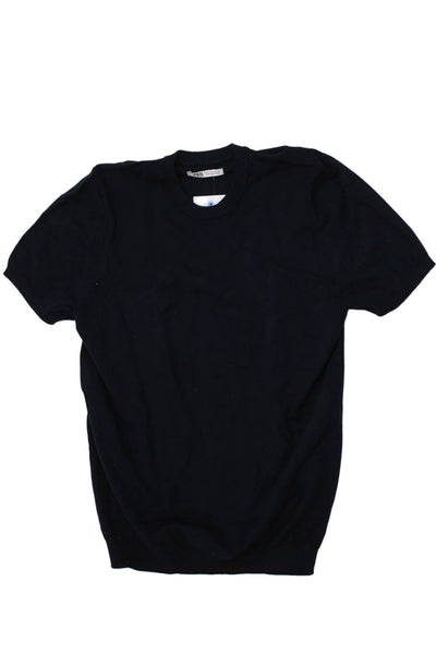 Zara Mens Classic Black Crew Neck Short Sleeve T-Shirt Size S