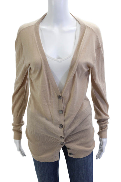 Michael Stars Unisex Beige Cashmere V-Neck Cardigan Longsleeve Size One Size