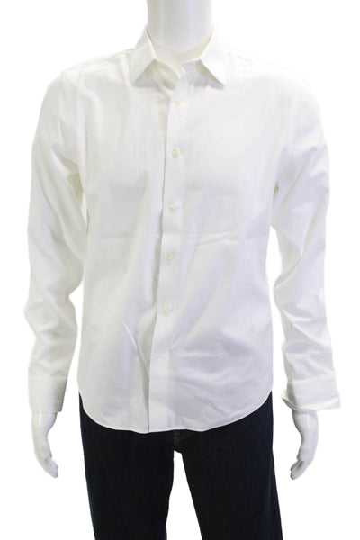 Banana Republic Mens Point Collar Dress Shirt White Cotton Long Sleeve Size S