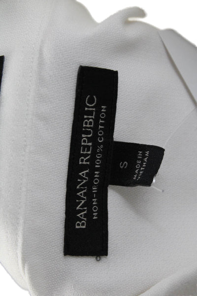 Banana Republic Mens Point Collar Dress Shirt White Cotton Long Sleeve Size S