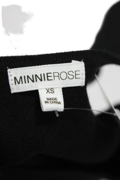 Minnie Rose Women V-Neck Cap Sleeve Tank Black Size XS