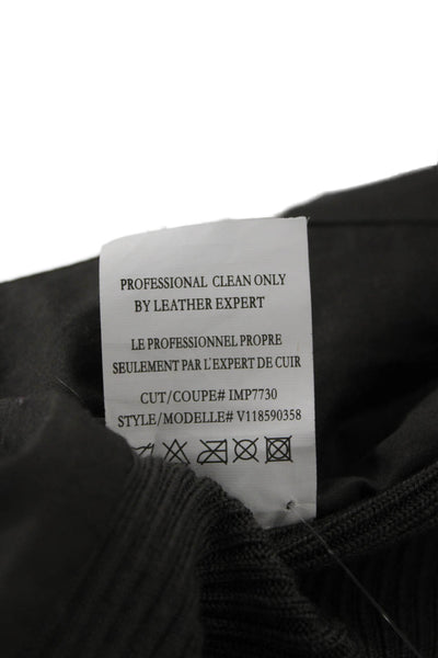 Vince Womens Gray Leather Motorcycle Jacket Zip Long Sleeve Petite Size S