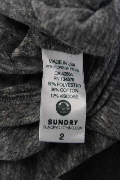 Sundry Womens V Neck Graphic Stars Jersey T Shirt Gray Short Sleeve Size 2
