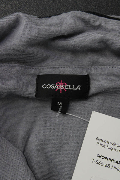 Cosabella Womens Button Up Long Sleeve Collared V Neck Pajama Shirt Gray Medium
