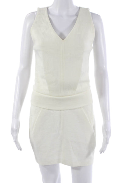 Faith Connexion Womens Sheath Mini Dress White V Neck Sleeveless Size XS